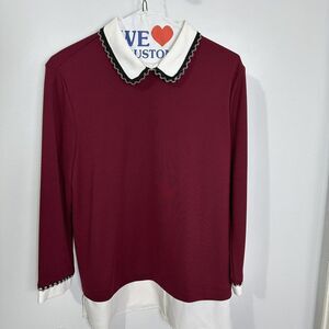 Karl Lagerfeld Paris Long Sleeve Color Wine, Blouse Size S A648
